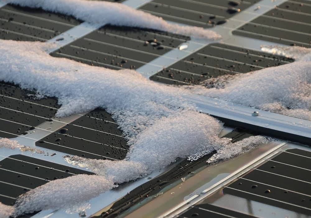 solar panels in the winter