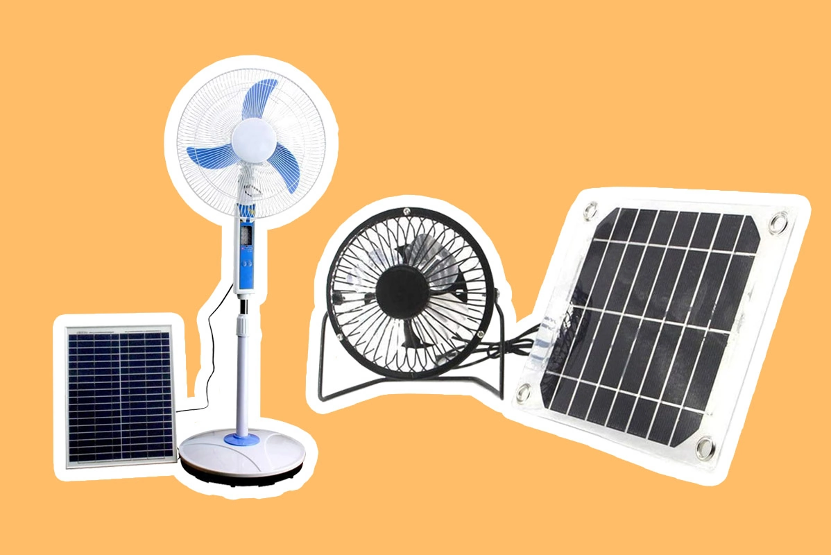 Solar powered fan in operation